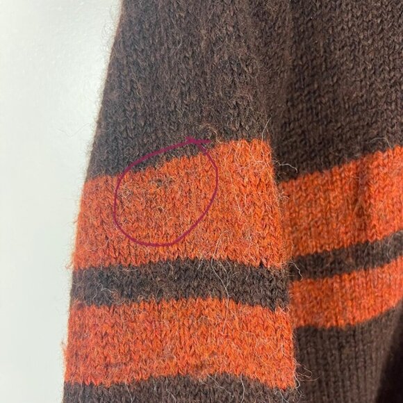 Vintage Structure Wool Sweater sz L Brown Orange Stripe Grunge Kurt Cobain Baggy - Picture 4 of 8